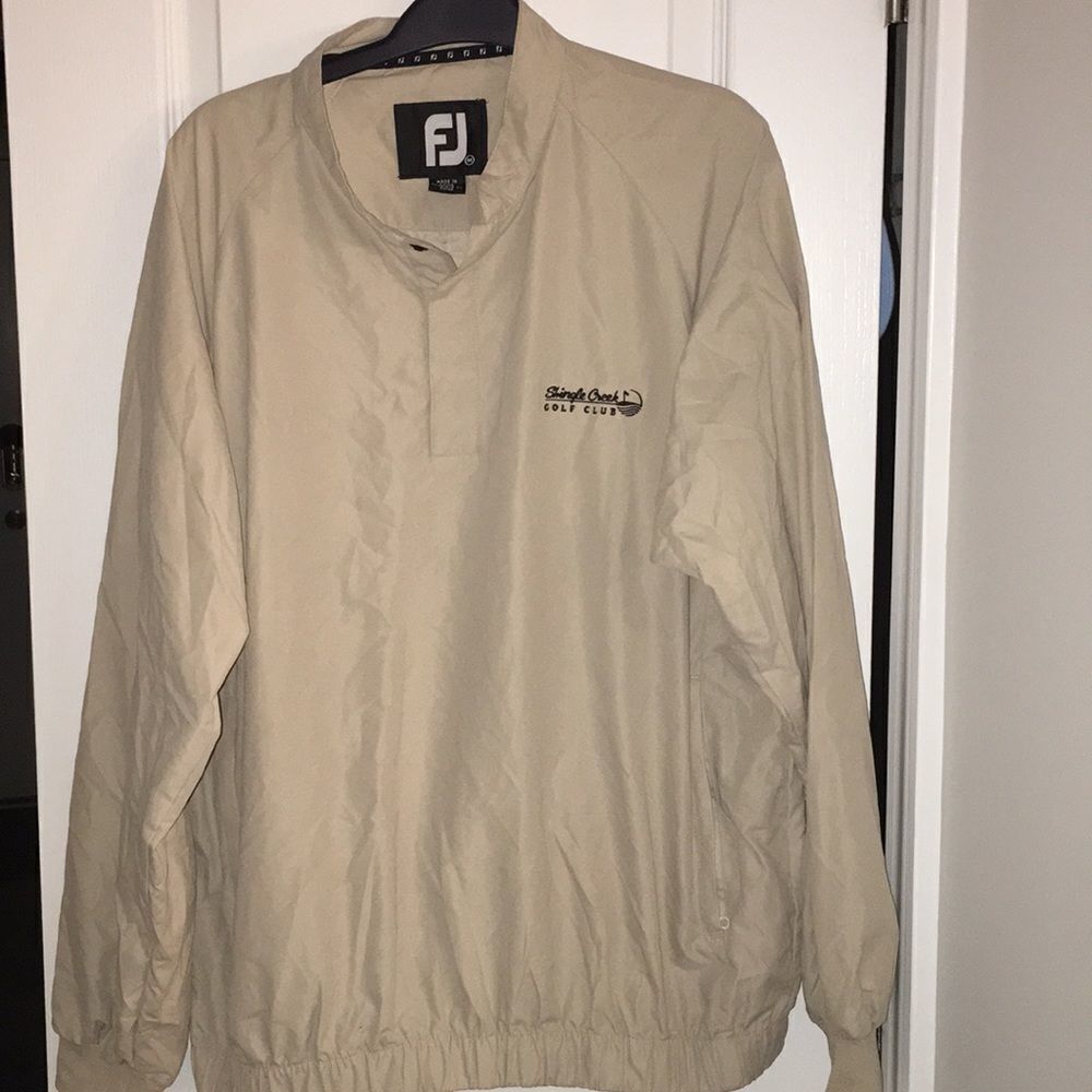 Tan beige FJ Footjoy lightweight Shingle Creek Florida Oversize lite golf jacket